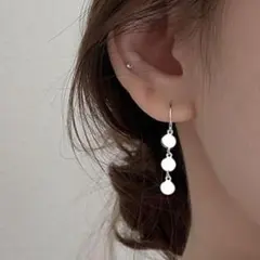 シルバー925針 3連 ドロップ ピアス シンプル 調節可能 韓国 C953-2