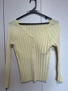 【Tomrrowland】美品イエローヴィネックリブカーディガン