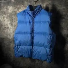 90s OLD GAP ダウンベスト　青　リップストップ　ドローコード　ギャップ
