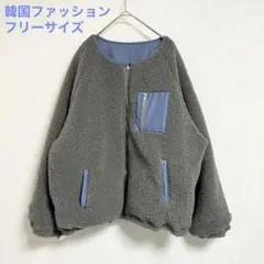 韓国ファッション✨リバーシブル ボアジャケット ボリュームトップス フリーサイズ