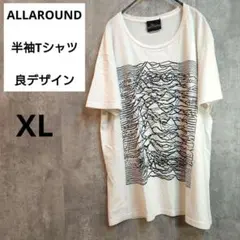 【ALLAROUND】 ホワイト グラフィックTシャツ