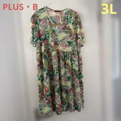 PLUS・B 花柄 チュニック 半袖 冷感 韓国製 3Lサイズ