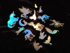 キラキラ ホログラム ユニコーン ファンタジー クリア フィルム シール 45枚