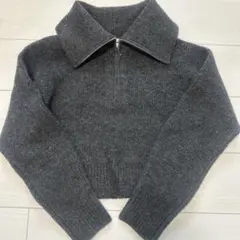 GU グレー クロップドニット M