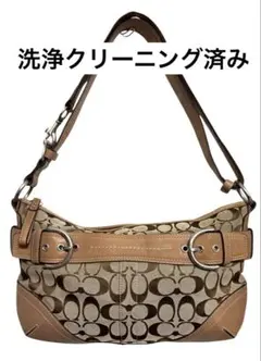 コーチ　F07077 シグネチャー 2WAY ハーフムーン 横長　半月型　バッグ