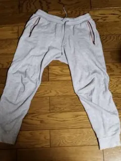 グレー ジョガーパンツ ストライプジッパー