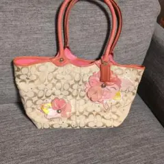 COACH フラワー刺繍 トートバッグ 中型