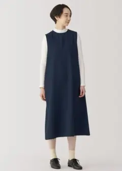 無印良品 MUJI 起毛ジャンパースカート ダークネイビー　XL