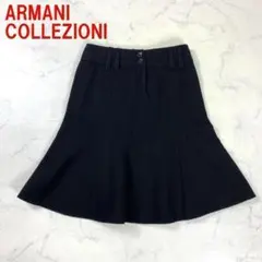 A2421 アルマーニ コレツォーニ ひざ丈スカート ウール フレア 黒 36のサムネイル