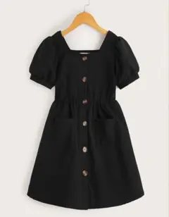 SHEIN 半袖 ワンピース パフスリーブ ブラック 11-12Yのサムネイル