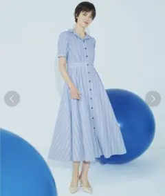 ストロベリーフィールズ　ストライプクラシカルシャツワンピース Sサイズ