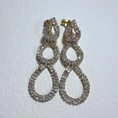 クリスタル装飾 ゴールドイヤリング ロングイヤリング