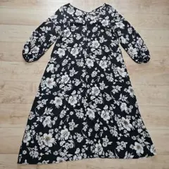 ☆SLOBE IENA☆ブラック総柄花柄ロングシャツワンピース☆美品☆