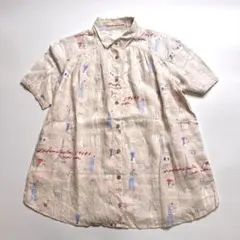 マドモアゼルノンノン 上質リネン 刺繍 半袖チュニックブラウス 38 M 