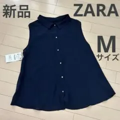 ZARA BASICネイビーノースリーブトップス新品未使用タグ付き