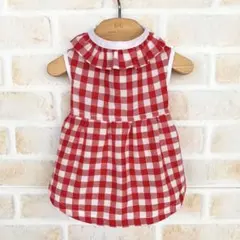 犬服　ハンドメイド　ギンガムチェック(赤)②