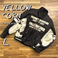 【美品】YELLOW CORNイエローコーン 中綿入り防寒バイクジャケットL黒