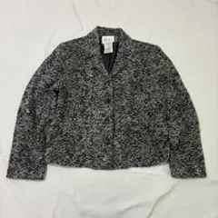 ツイード調 ジャケット M グレー ブラック レトロ vintage