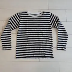 無印良品　長袖カットソー 白黒ボーダー　140
