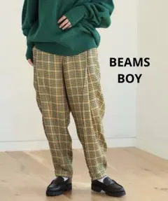 BEAMS BOY ビームスボーイ ワンプリーツ ポリエステル テーパードパンツ