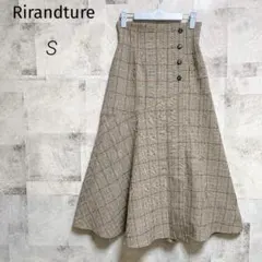Rirandture【S】フレアロングスカート ベージュ系 グレンチェック柄のサムネイル