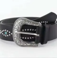 【ただいま１点のみ❢】ウエスタンベルト ベルト スタッズ ターコイズ ブラック