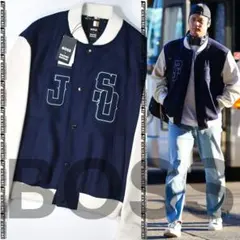 美品✨ヒューゴボス スタジャン 袖ラムレザー ウール 異素材 ブラック S 現行 幻の逸品 美品】HUGO BOSS ヒューゴボス スタジャン ジャケット 袖