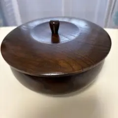 木製ダークブラウン菓子入れ 蓋付き