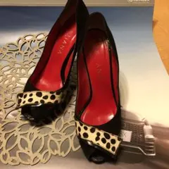 Diana ヒョウ柄オープントゥハイヒール9cm
