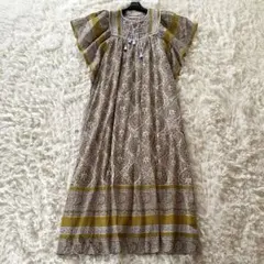 ヌキテパ　コットンボイルアラベスクプリントフレアスリーブドレス　浜島直子コラボ