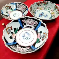 有田焼　伊万里焼　古伊万里　金彩　色絵　なます皿　小鉢　中鉢　6寸鉢3種3客