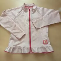 ピンクと白のストライプ ラッシュガード　130