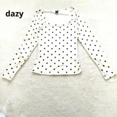 dazy 長袖 カットソー 水玉 ドット柄 ホワイト カジュアル 軽やか Sのサムネイル