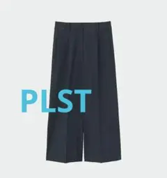 PLSTプラステ⭐︎リネンブレンド　ワイドパンツクロップド丈　ネイビーLサイズ