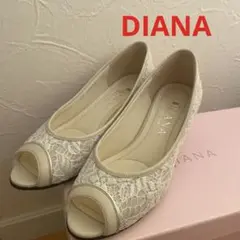 DIANA WELL FIT レース オープントゥシューズ ウエッジソール