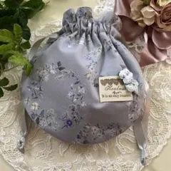 お花のまあるい巾着　ハンドメイド