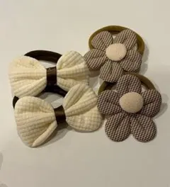 新品　リボンと花のヘアゴム4個セット