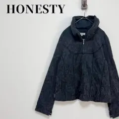 HONESTY　フェイクスエード　スタンドカラージャケット　綿混　グレーブラック