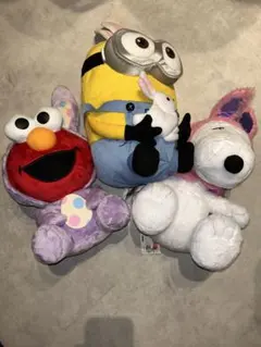 ミニオン・エルモ・スヌーピー ぬいぐるみ3体セット