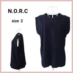 N.O.R.C ノーク フレンチスリーブ トップス ブラック 無地 Mサイズ