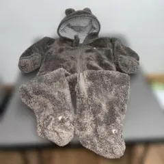 グレー クマ耳付きロンパース