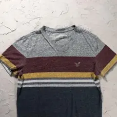 American Eagle Tシャツ ボーダー　ワンポイント　レトロのサムネイル