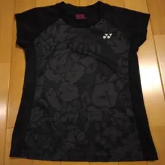 YONEX フラワー柄 半袖Tシャツ ブラック　レディースS