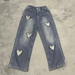 ハート刺繍入りデニムパンツ 130サイズ