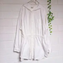 レディース　ホワイトフード付きシャツ フリーサイズ　コットン100