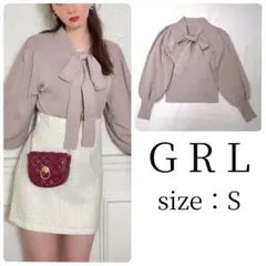 【GRL】ボウタイ付きニットトップス S