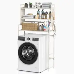 わずかなすき間を収納につっぱり洗濯機ラック(ホワイトウォッシュBH07