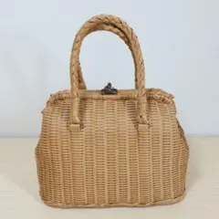 エコクラフトバッグ 希少デザイン 手編み ドクターズバッグ型 クラフト 一点物