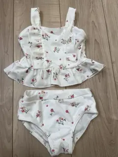 ベビー水着　セパレートSophitica 花柄水着セット 90 白