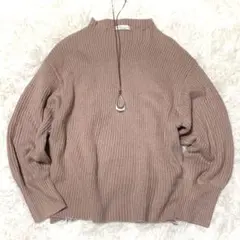 earth music&ecology リブ編みハイネックセーター くすみピンク